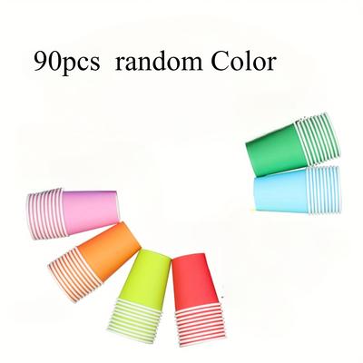 TEMU 90pcs Vibrant Multicolored Paper Cups - Drinks, Ideal For Weddings, Picnics, Bbqs, Travel & Events, Recyclable Party Supplies, Supplies | Vibrant Party Cups | Cups Image
