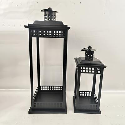 TEMU 2pcs Elegant Black Metal Candle Holder Set With Glass - Outdoor Windproof, Ideal For Weddings, Church Decor, Christmas, Halloween, Valentine's Day - Wall Mountable, Candle Holder Decor Image