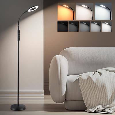 TEMU Pack Of 1 Iegled 12w Led Floor Lamp, 1800-6000k Color Temperature Adjustable, Brightness Dimmable Floor , 360° Adjustable Gooseneck Led Lamp For Home Rooms Reading Working And Makeup Image