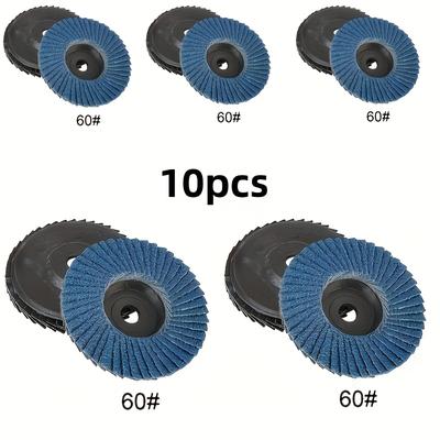 TEMU 10pcs 3-inch Angle Grinder Polishing Strips, High-density Industrial Grinder Abrasive Wheels - 4 Particle Styles, 10mm Inner Hole, Suitable For Stainless Steel, Metal Plate, Wood, Stone, Steel Image
