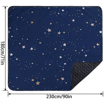 TEMU 1pc Ywjhui Picnic Mat - Durable, Foldable Outdoor Blanket With Golden Stars & Planets Design, Tear-resistant, Machine Washable For Family Gatherings, Camping & Yard Parties, Camping Accessorie Image