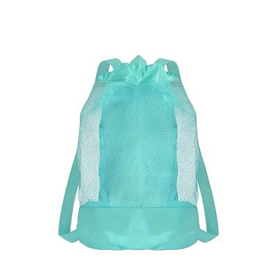TEMU Mesh Beach Bag Tote Durable Drawstring Beach Backpack Swim And Pool Toys Balls Storage Bags Packs, From Sand And Water Image