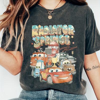 TEMU Cars T-shirt - Lightning & Design, Casual Short Sleeve Tee For Women, Machine Washable, Spring/summer/fall Wear Image