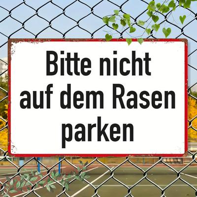 "TEMU 1pc Metal "please Do Not Park On The Lawn" Sign - Border & White Background, 8x12 Inch, Ideal For Parks, , And Outdoor Spaces, Metal Garden Art, 2d Flat" Image