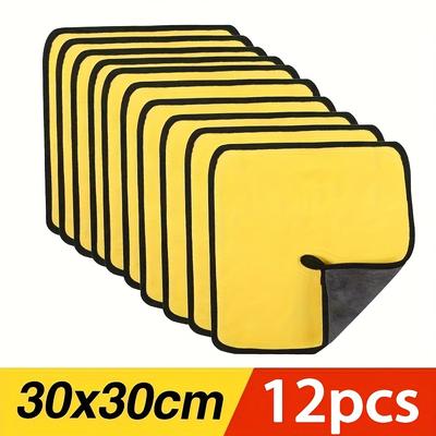 TEMU 12 Thickened Car Wash Cloth Special Towels, Large Size Car Wash Towel, Absorbent, Suitable For Cars And Indoor Use, Double-sided Cleaning Cloth Image