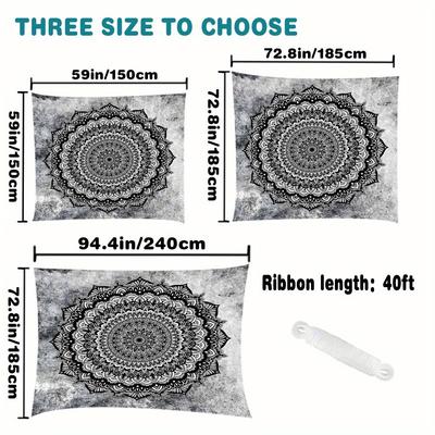 TEMU 1pc Bohemian Mandala Pattern Camping Tent Tarp Hammock Rain Fly Footprint Shelter Sunshade Blanket Mat For Outdoor Lawn Image