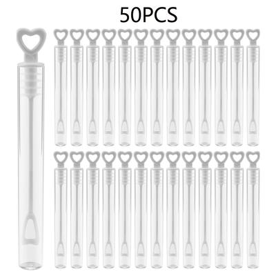 TEMU 50 Mini White Heart Bubble Wands - Supplies For Weddings, Anniversaries, Valentine's Day (no Bubble Liquid) - Great For Adult Celebrations, Party Favors | Heart Shaped Wands | Bubble Wands Image