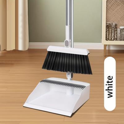 TEMU Magnetic Sweeping Broom And Dustpan Set With Rotatable Folding Design, Thickened Magnified Dustpan Without Sticky Hair, Household Soft-bristled Broom In Blue/orange/white Image