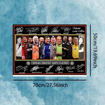 "TEMU 1pc Unframed " Darts Players" Autographed Poster - Wall Art, Pre-printed Only, Collectors & Players, | Team Colors, Autographed Artwork" Image