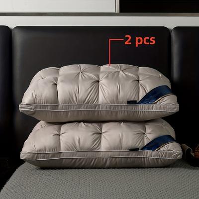 TEMU 2pcs Luxury 5- , 19x29 Inches - Deep Sleep Neck Support, Pillow Core, Hypoallergenic Polyester Cover, Machine Washable Image