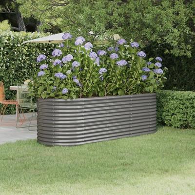 TEMU Raised Bed Powder-coated Steel 224x80x68 Cm Grey Image