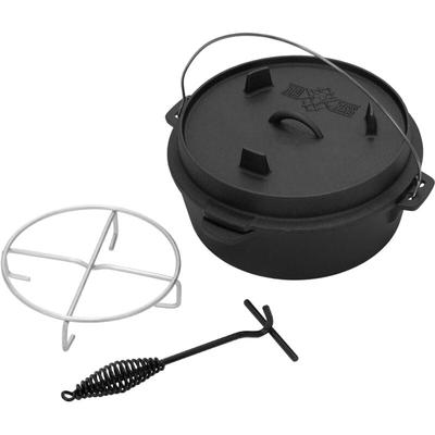 Bbqboss Dutch Oven Set bbq 7,3 Liter, Eingebrannter Feuertopf aus Gusseisen, Kochtopf mit Image