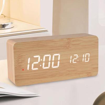Ccykxa - LED-Digitaluhr, digitale LED-Uhr aus Holz – digitaler Wecker Digitaler Wecker mit Image