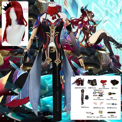 Chasca Cosplay Kostüm Spiel Genshin Impact Chasca Cos Outfit Perücke Kleid Komplettes Set Uniform Image