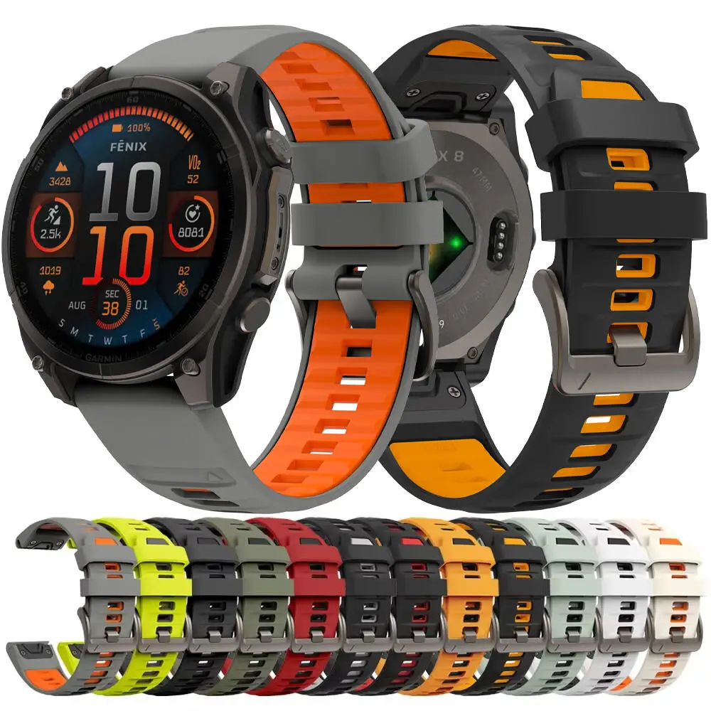 22 26 mm Original-Silikonarmband für Garmin Fenix 8 E 7X 7 6X 6 Pro 5X Plus 3HR Armband Epix Gen2 Enduro 3 Tactix Quick Fit Band Image