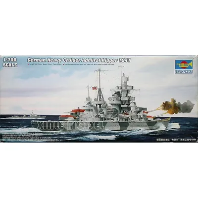 Trumpeter Zusammengebauter Schiffsmodellbausatz aus Kunststoff 05776, Deutscher Kreuzer, Admiral Hipper, 1941, 1/700 Image