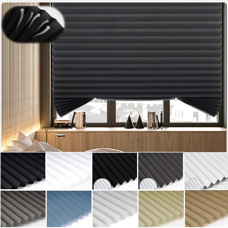 1 x Plissee-Jalousien, kabelloser Schatten, Lichtfilterschirme für Badezimmer, Küche, Büro, Vorhänge für Fenster, einfach zu installierende Geschäfte