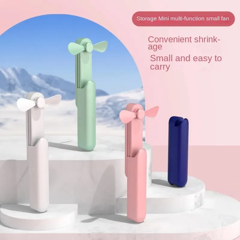 Tragbarer Mini-Hand-Schiebeventilator, USB, 2000 mA, wiederaufladbar, kleine Sommer-persönliche Faltventilatoren für Büro, Outdoor, Reisen Image