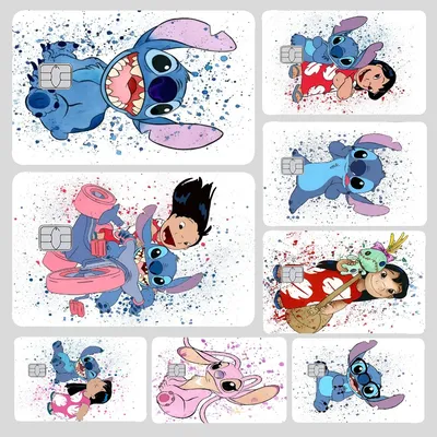 Cartoon-Drucke, Aquarell-Aufkleber, 4 Stück, PVC, Kreditkarten-Haut-Aufkleber, abnehmbarer Stich, Image