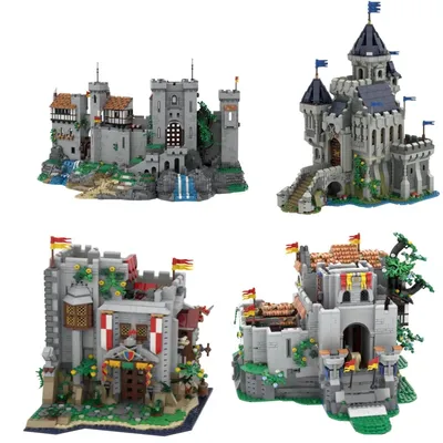 MOC Medieval Castle Lion Knightss Castle Building Blocks Model Lions Caslte Gatekeeper Tower Bricks Image