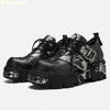 Retro Rock dunkelschwarze Punk-Lederschuhe 2025, neue Plattform-Metallnähte, Unisex-Schuhe,