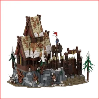 Spot MOC- 182537 1991 Stück Wikinger Dorf Schneehaus kleine Partikel Montage Bausteine Image