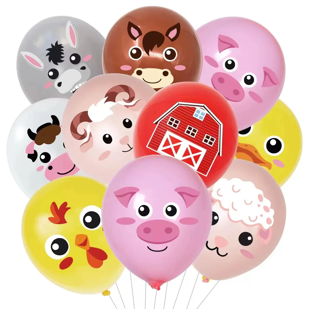 10/30 Pc Bauernhof Kuh Schwein Pferd Schafe Küken Latex Ballons Kinder Geburtstag Party Dekoration Tier Ballon Baby dusche Luft Bälle Globos Image