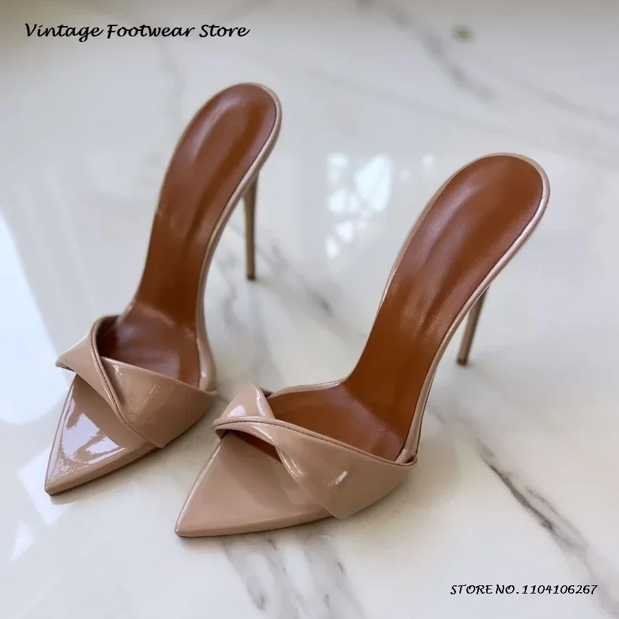 Super High Heeled Twist Cover Pantoletten Sexy Spitz Offene spitze 12 cm Hohe Stiletto Heels frauen Sommer Street Style trend Schuhe