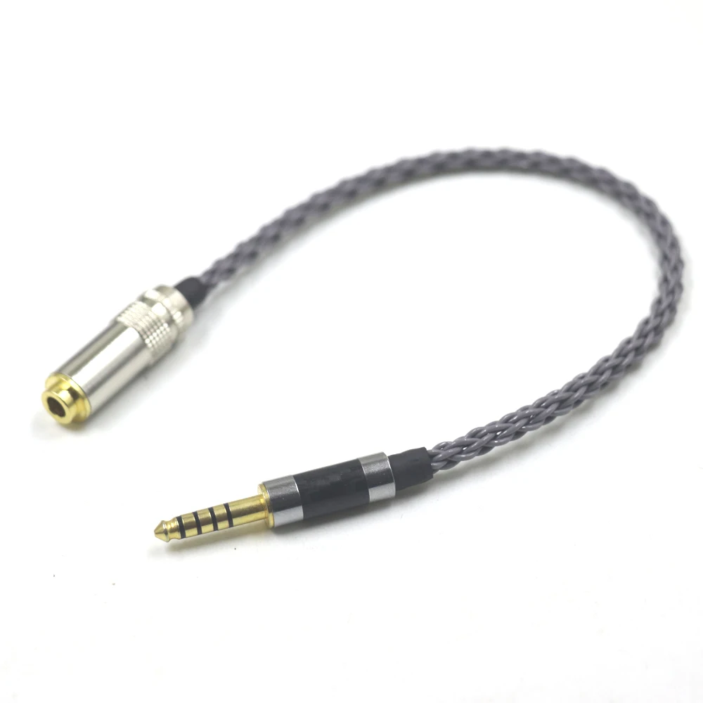 8-adriger 4,4-mm-Stecker auf 4,4-mm-Buchse, symmetrischer Stecker, TRS-Audio-Adapterkabel, 4,4 mm auf 4,4 mm, versilbert Image