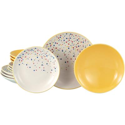 Teller-Set CREATABLE "Joy, Tellerset 12-tlg.", bunt (gelb, bunt), 12 tlg., Steinzeug, Geschirr-Sets, Unregelmäßige bunte Punkte, Gute Laune Geschirr, Frisch, Freundlich Image