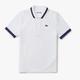 Lacoste Womens UV Protect Stripe Collar Tennis Polo Shirt in White - Size 12 UK | Lacoste Sale | Discount Designer Brands