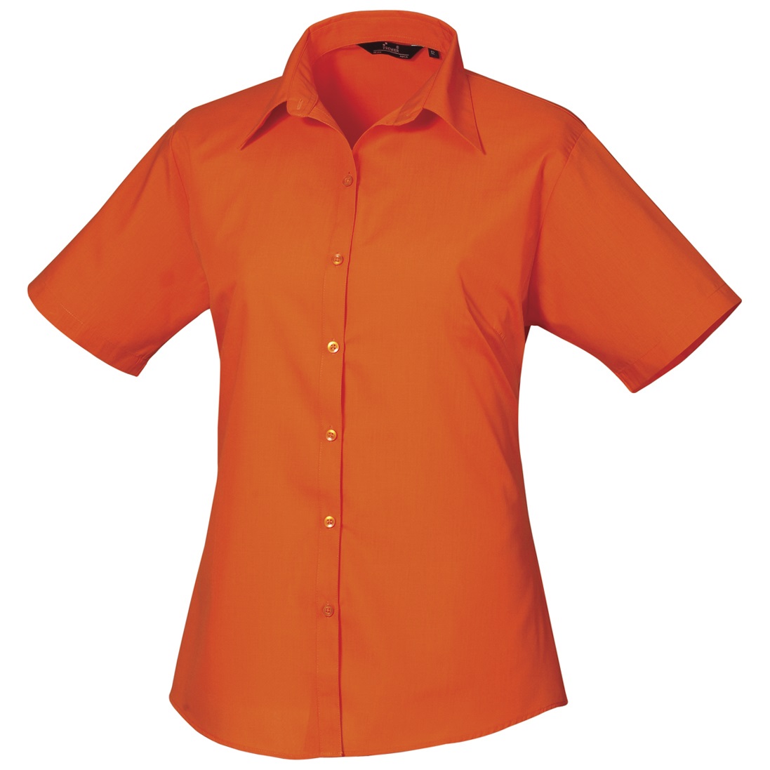 Premier Damen Kurzarm Popeline Bluse / Arbeitshemd (Orange) Image