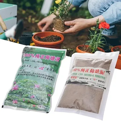 200g Natural Lotus Pond Mud Garden Fertile Aquatic Bonsai Flower Nutrient Soil for Special Bowl Lotus Water Lily Planting Silt