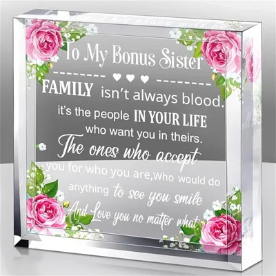 My Bonus Sister Gifts Sister Gift Heart Keepsake and Paperweight from Sister Brother Clear Acrylic