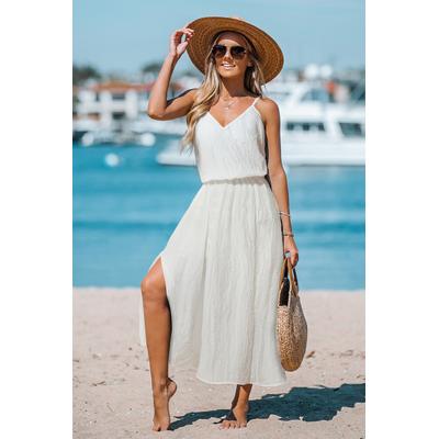 Pearlescent Seashell White Cover-Up Maxi Dress