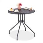 Relaxdays Garden, H x Ø: 75 x 80 cm, Wood-Look Balcony, Plastic & Steel, Round Patio Table, Grey, 75x80x80 cm