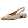 Slingpumps TAMARIS, Damen, Gr. 37, beige (beige, kombiniert), Leder, Lederimitat, elegant, Schuhe, Blockabsatz, Abendschuh, Businessschuh mit goldfarbenem Besatz