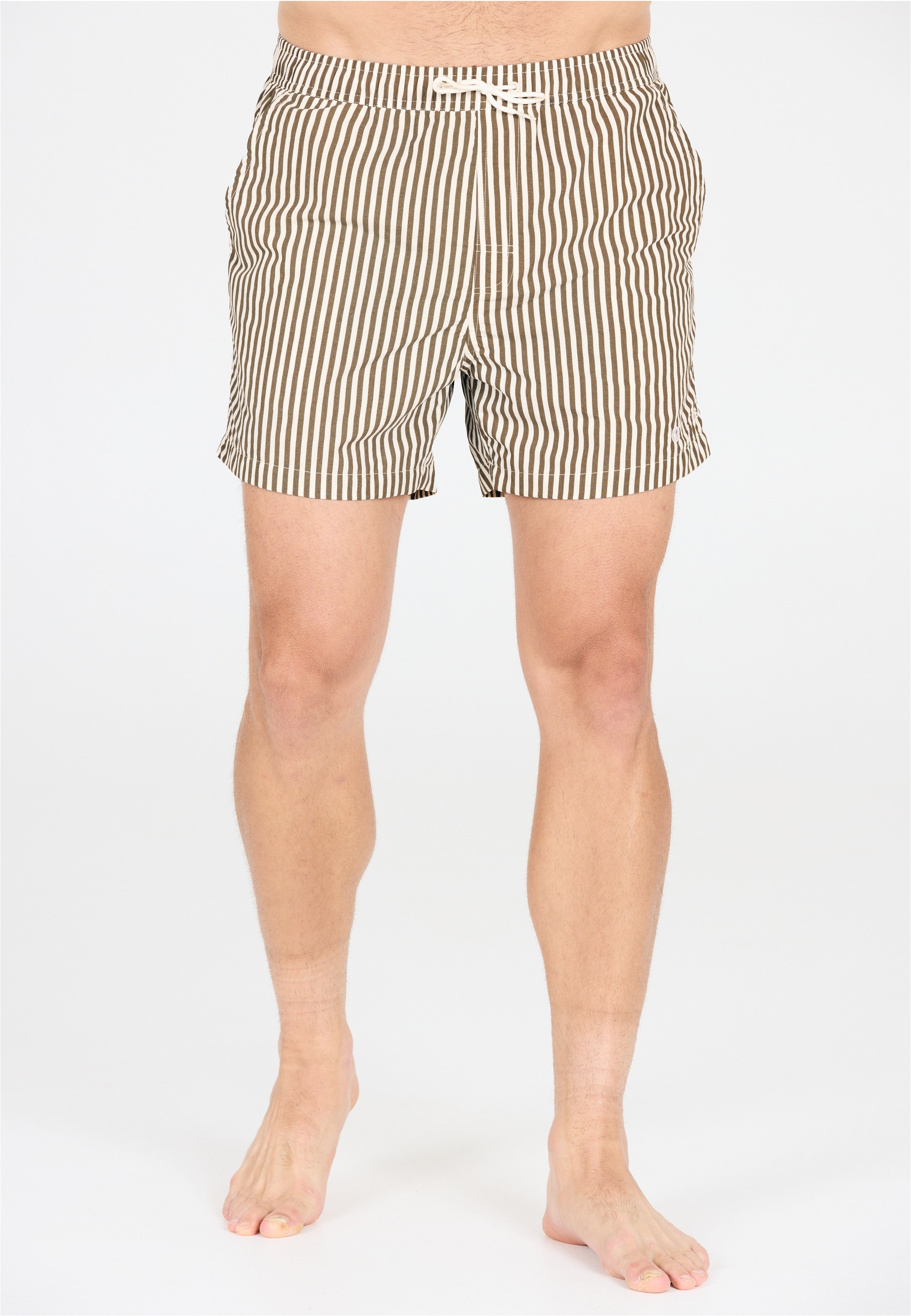 Badeshorts VIRTUS "Cullen", Herren, Gr. M, EURO-Größen, braun (braun, weiß), Polyamid, gestreift, Badehosen, aus atmungsaktivem Material Image
