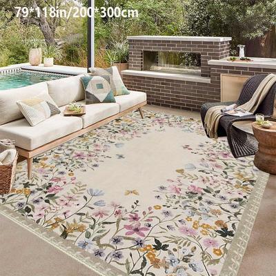 TEMU 1pc Non-slip Modern Style Area Rug, Polyester Fiber, Machine Washable, For Home Decor, Bedroom, Bedside, Living Room, Coffee Table, Dining Table, Kitchen, Camping, Indoor, Outdoor Image