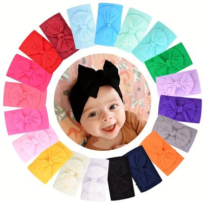 TEMU 20/10 Random Packs Morandi Color Bow Headbands Soft And Not Damaging Hair Nylon Headbands Holiday Girls Hair Accessories Image