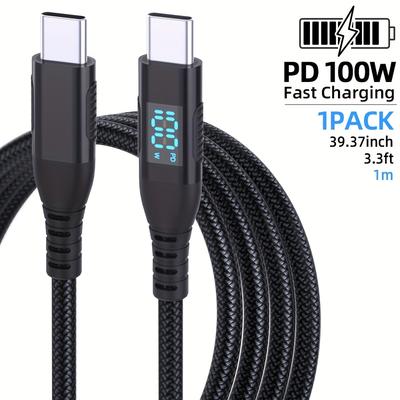 TEMU Usb-c To Usb C Cable 5a Charging. Type C Cable, C Charger Cable Fast Charging For Iphone For Power Cord, Usbc To Type C Fast Charger Cord Nylon Braidedfor For Iphone 15 16 Image