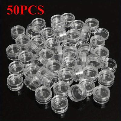 TEMU 20/50pcs Transparent Cream Jars, Mini Makeup Sample Bottles, Plastic, Unscented, Twist Lug Closure, For Nail Art, Travel Image