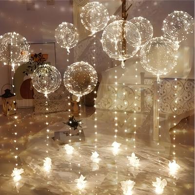 TEMU 10-pack Led Light-up Transparent Balloons, Plastic, Battery Operated (aa, Not Included), For Weddings, Engagements, Valentine's Day, Christmas, Cool Party Decorations Image