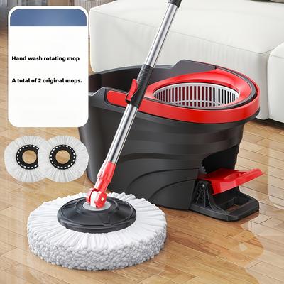 TEMU Ldq Rotating Mop Wash Household 1 Mop Bucket Set, With 2 Replacement Mop Heads, Telescopic Pole Pedal Manual Pressure Floor Cloth Image