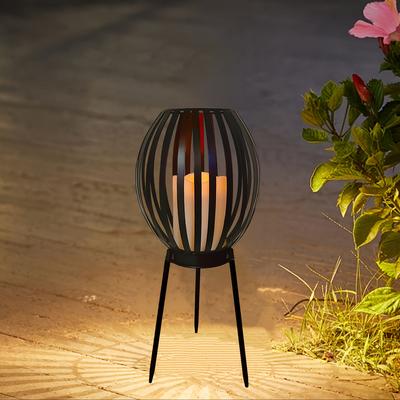 TEMU Solar Lawn Lights, Metal Outdoor Flat Iron Pumpkin Lanterns, Upgraded Bright Outdoor Candle Lights, Suitable For Parties, Camping, Gardens, Yards, Patios, Decoration, Protection Level Ip65 Image