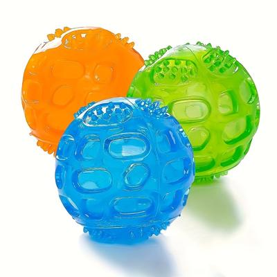 TEMU 3pcs Squeaky Dog Balls - Durable Rubber Chew Toys For Small To Large Dogs, Play & Training Image