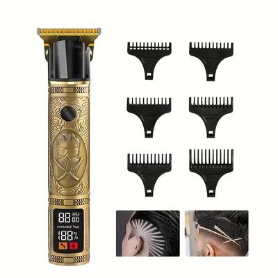 TEMU Electric Trimmer Kit, Hair Clipper With Lcd Display - Usb Charging, Hair Styling, Holiday Gifts. Metal Material Image