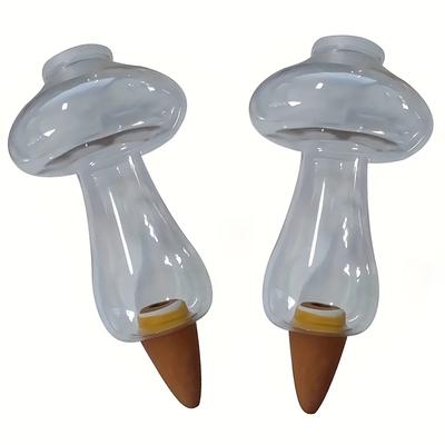 TEMU 2pcs Mushroom Self-watering Globes, Featuring An Easy- Opening, Moisture Levels Without Monitoring, Large Capacity Plant Care For Indoor & Outdoor! Image