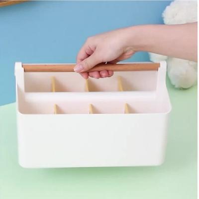 TEMU 1 Large Plastic Storage Box With Adjustable Partition - Used For Storing Pens - Equipped With A Plug-in Bracket And Handle, Easy To Carry When Going Out, Convenient And Practical Image