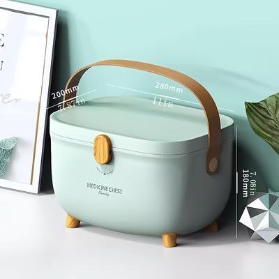 TEMU 1pc Large Capacity Medicine Storage Box, Dust-proof Storage Box, Portable Medicine Storage With Handle, Suitable For Home Portable Medicine Storage Box, Covered Storage Box Image